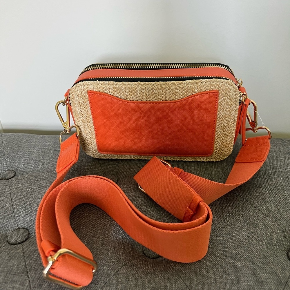 Helena Straw Crossbody Bag With Faux Leather Paneling - Picture 15 of 15